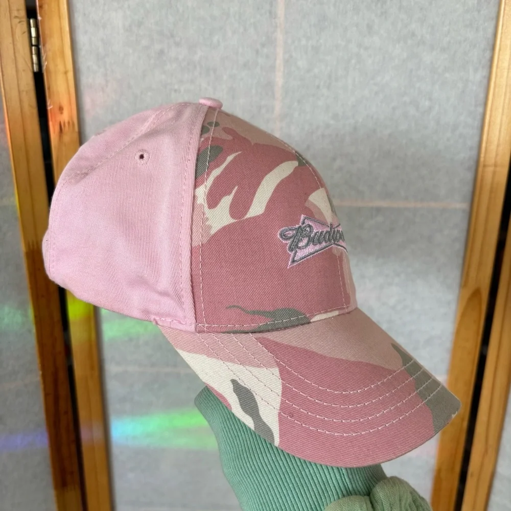 Pink Camo Budweiser Baseball Cap Hat Adjustable Strap